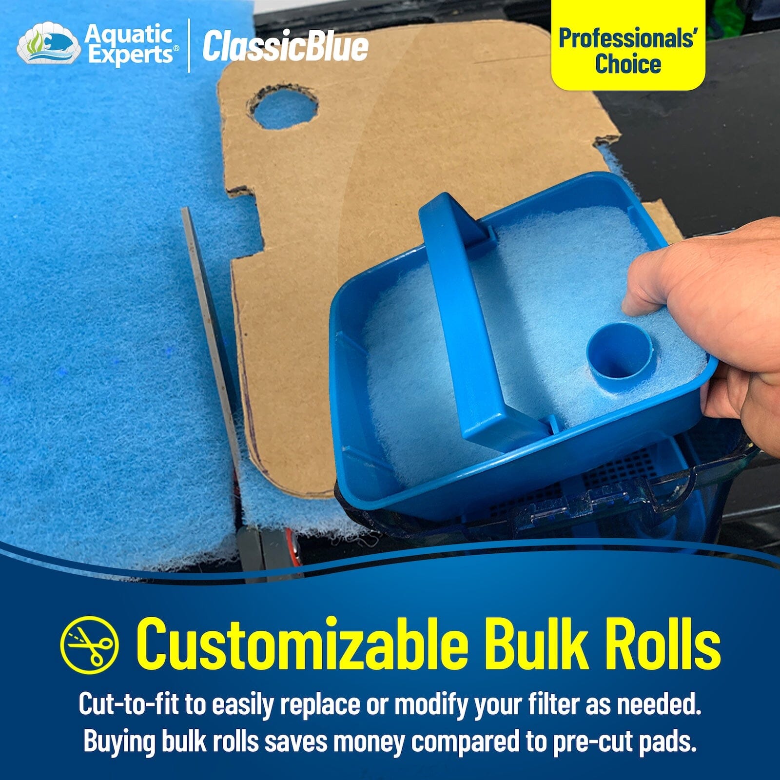 ClassicBlue Aquarium Filter Pad Roll Blue White Bonded Cut to Fit Bulk | Aquatic Experts